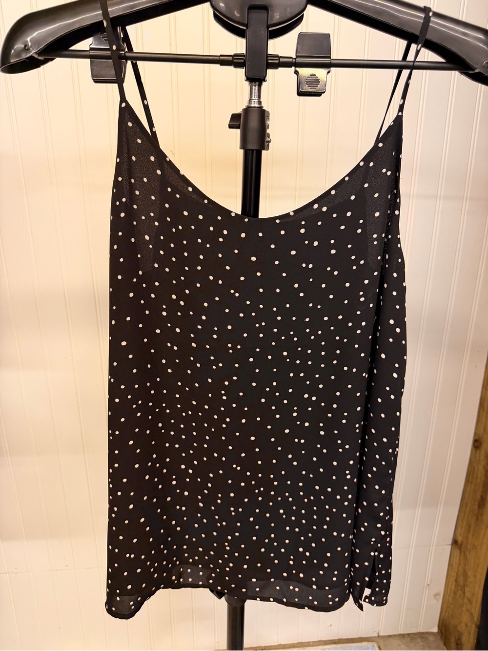 LOFT Black Polka Dot Spaghetti Strap Cami